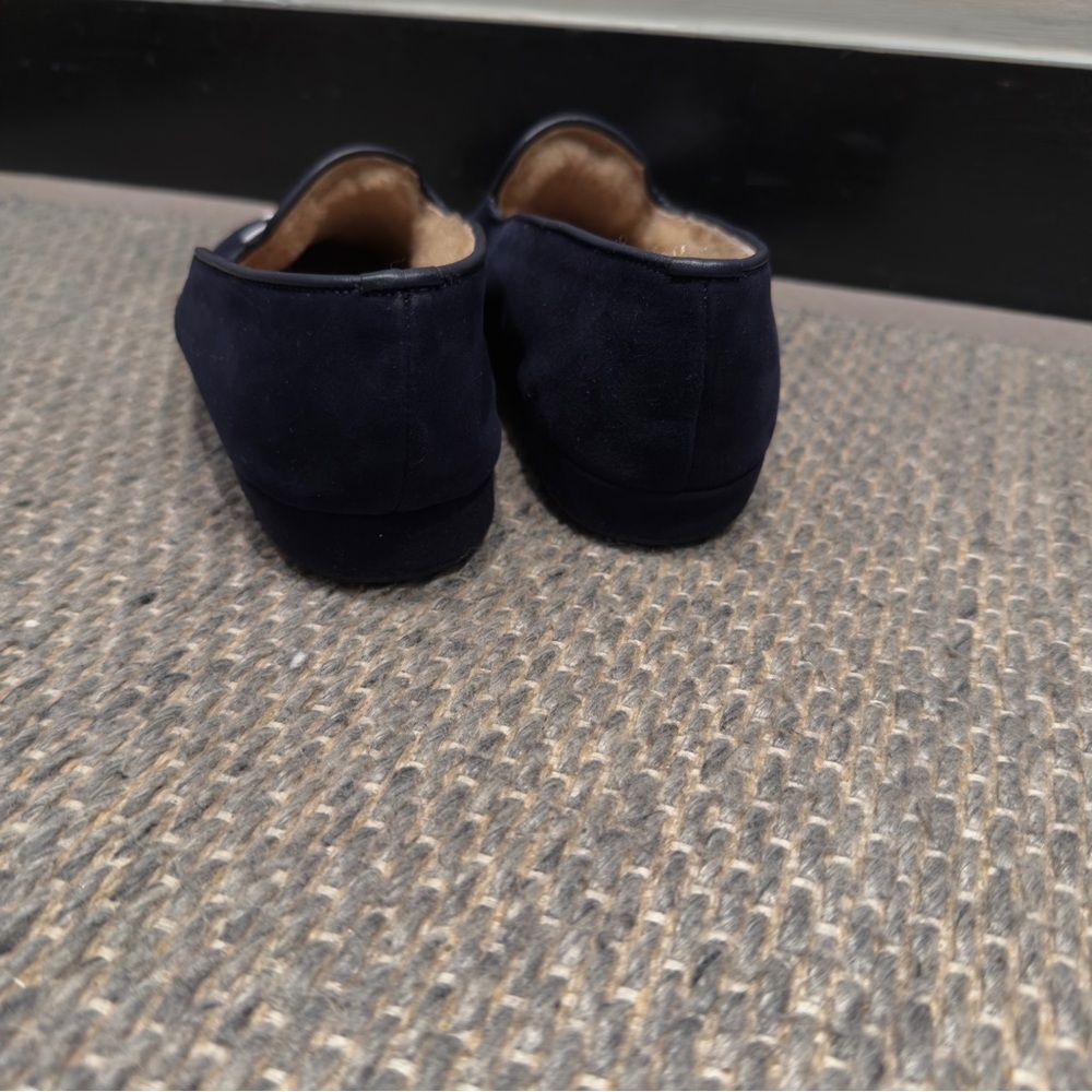 Sarah Flint x Wunderkind “W” Navy Blue Suede Slipper Flats Size 36 Women’s - Picture 4 of 7